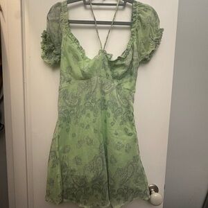 Urban Outfitters Light Green Paisley Mini Dress